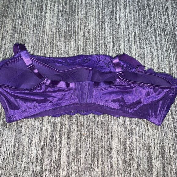 Vintage Anoureuse Women’s 52G Purple‎ Lace Detail Full Cup Bra Bralette - Picture 2 of 7